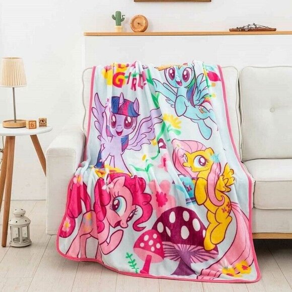 My Little Pony New Plush Fleece Throw Gift Blanket MLP Twilight Sparkle Pastel - Picture 2 of 4